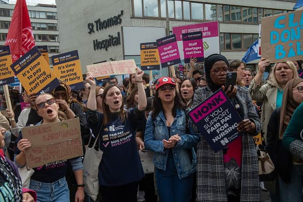  Royal College of Nursing said just over 43% took part in the ballot, below the 50% threshold to call for a strike action.  (Guy Smallman/Getty Images)