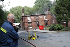 Fire crews at The Crooked House pub