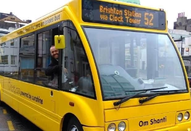 Tom Druitt driving a Big Lemon bus