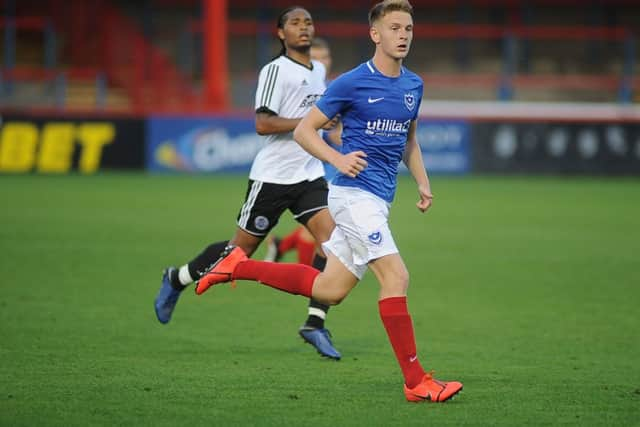 Joe Dandy on the run for Pompey at Aldershot / Picture by Habibur Rahman