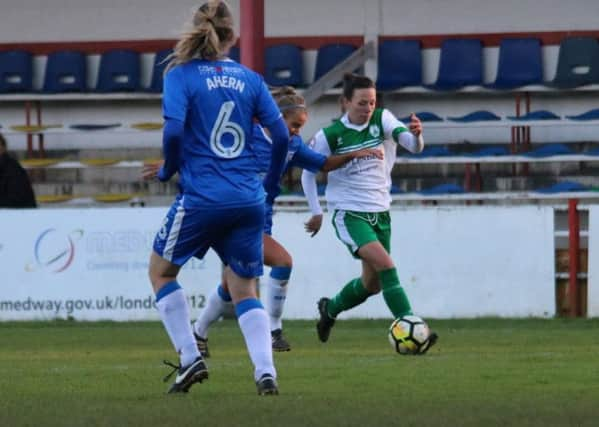 Jess Lewry gets forward for Chi City at Gillingham