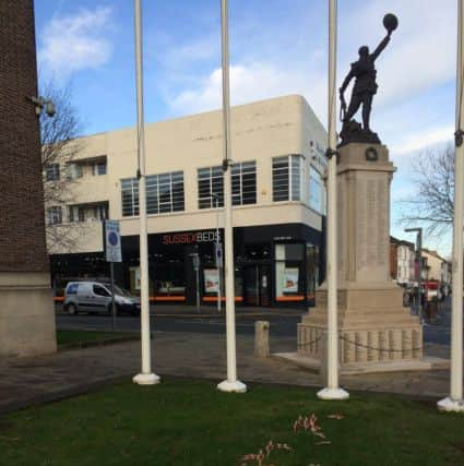 The crosses outside the town hall