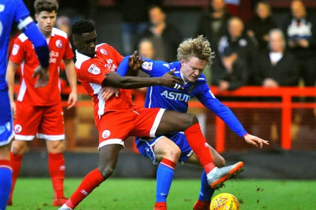 Crawley Town FC v Stevenage FC. Enzio Boldewijn celebrates his goal. Pic Steve Robards 30-12-17. SR1735651 SUS-171230-162742002