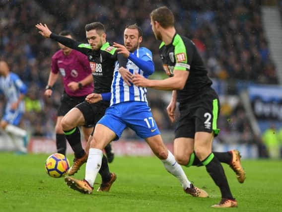 Glenn Murray in action during Albion's 2-2 draw with Bournemouth. Picture by Phil Westlake (PW Sporting Photography)