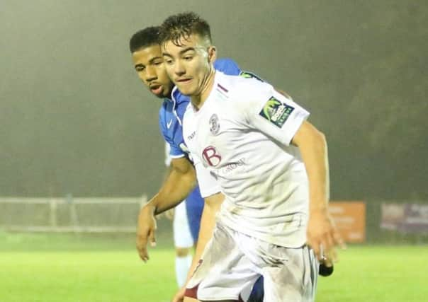 Davide Rodari made it four goals in the last three games and became Hastings United's leading scorer this season when he put his team 2-1 up against Greenwich Borough. Picture courtesy Scott White