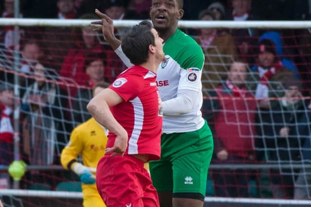 New Rocks loan signing MannyAdebowale makes his presence felt / Picture by Tommy McMillan