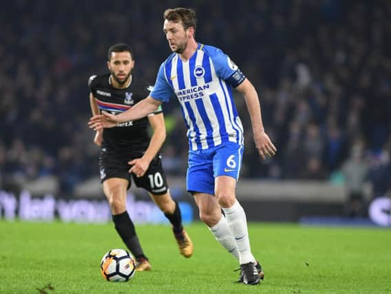 Dale Stephens in action against Crystal Palace last night. Picture by Phil Westlake (PW Sporting Photography)