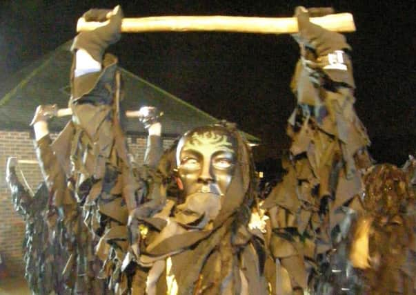 Mythago Morris wassailing at Steyning Community Orchard last year