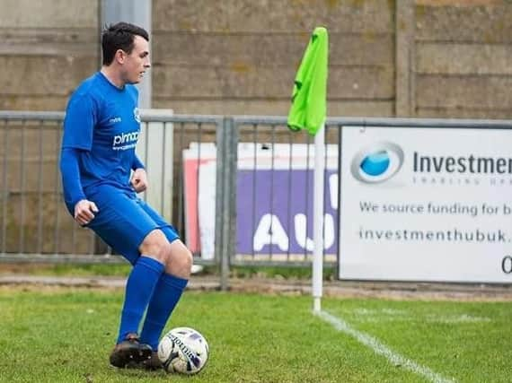 Shoreham defender Alex Gathern was taken to hospital after a nasty head injury in Shoreham's defeat at South Park last night. Picture by David Jeffery