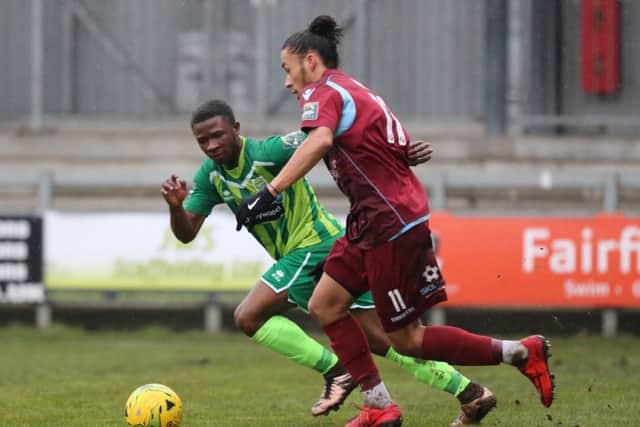 Dayshonne Golding takes on a Thamesmead opponent. Picture courtesy Scott White