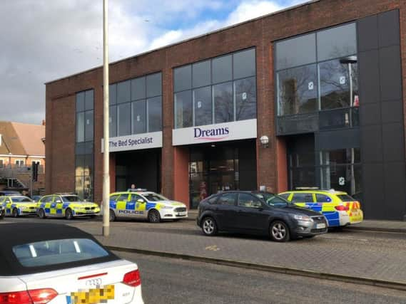 Police cars in Albion Way, Horsham. Jan 28, 2018. Pic O.McAteer