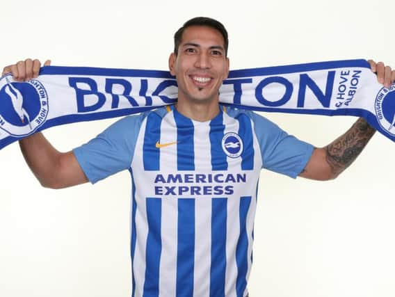 Leonardo Ulloa. Picture by BHAFC/Paul Hazlewood