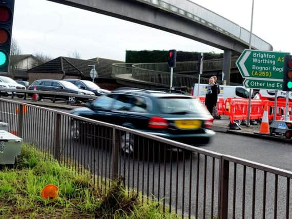 The temporary pedestrian crossing at Stockbridge