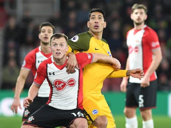 Leonardo Ulloa in action at Southampton last night. Picture by Phil Westlake (PW Sporting Photography)