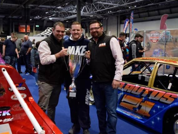 Scott Bourne (centre) with his BARC (British Automobile Racing Club) championship