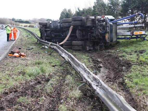 The overturned truck