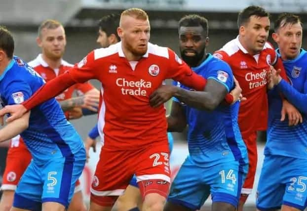 Action from Crawley Town v Grimsby Town.
Picture by Steve Robards.