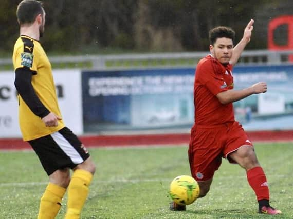 Zack Newton struck his fourth goal in five games this afternoon. Picture by Stephen Goodger