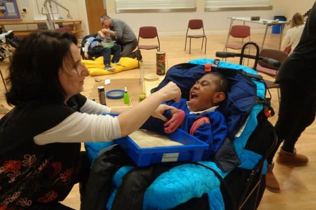 A pupil in a sensory science lesson