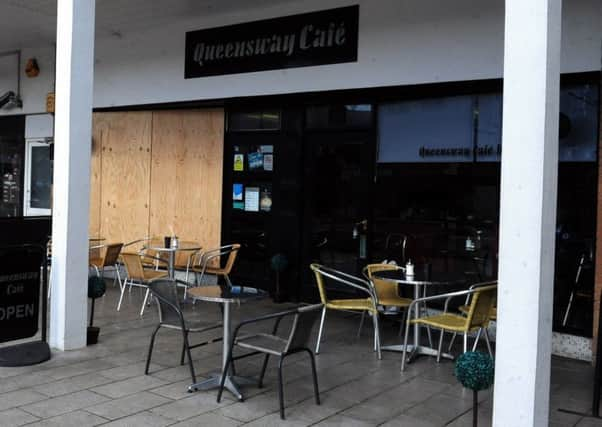 ks180061-1 Lance Cafe  phot kate  The boarded up Queensway Cafe after the window was smashed.ks180061-1 SUS-181202-191328008