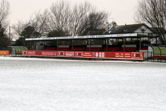 Pagham's pitch shows off its winter look / Picture by Roger Smith