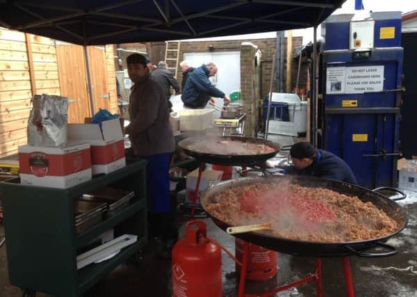 Chefs were forced to cook for pupils and staff outside. Picture: Ardingly College