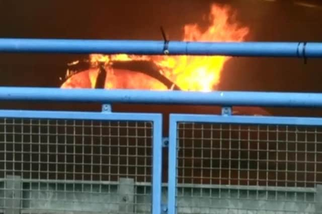 Burning car in Orchard Street car park