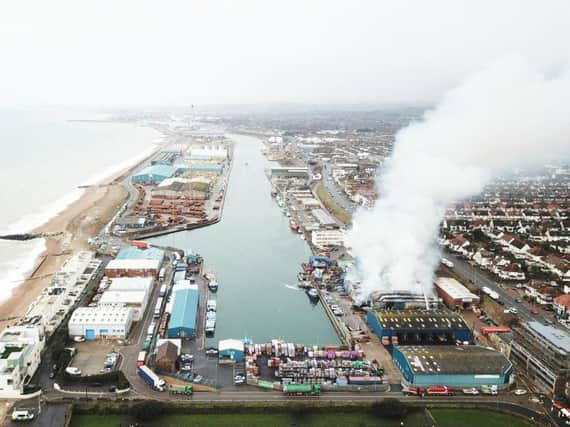 The scene of the fire in Portslade this morning (Photograph: Eddie Mitchell)