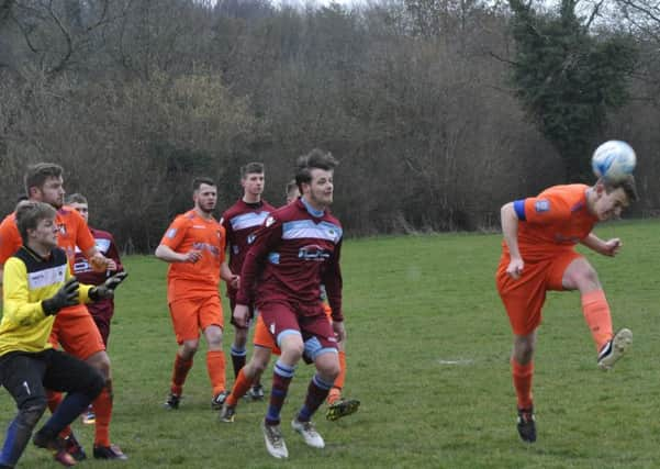 Battle Baptists on the attack against Crowhurst in a Hastings & District FA Intermediate Cup quarter-final. Pictures by Simon Newstead