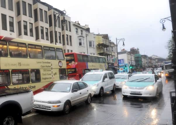 Taxis in Queens Road, Brighton