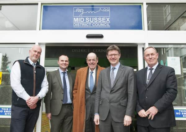 From left: John Ball, director of Fairfax Properties, professor Adam Tickell, MP Sir Nicholas Soames, Greg Clarke and council leader Garry Wall. Picture: Kevin Shaw Photography