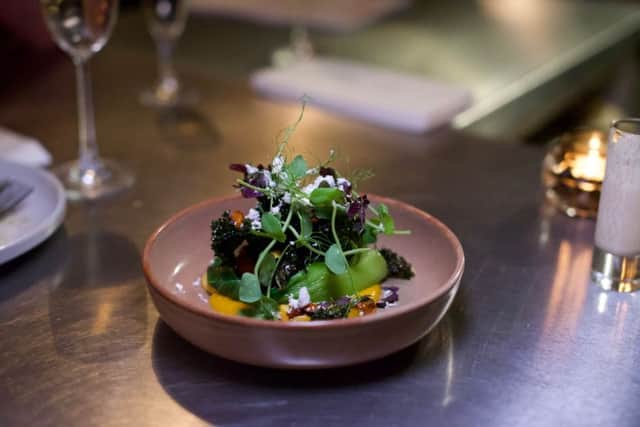 Pumpkin, Thai alioli, kale, pak choi, candied cashews. Photo by Eshe Brown