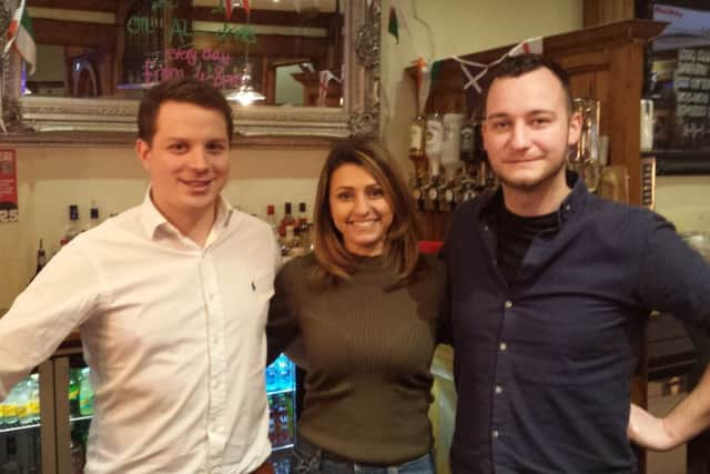 The Vestry staff Nick Marshall, Charlie Rose and Will Thompson behind the bar