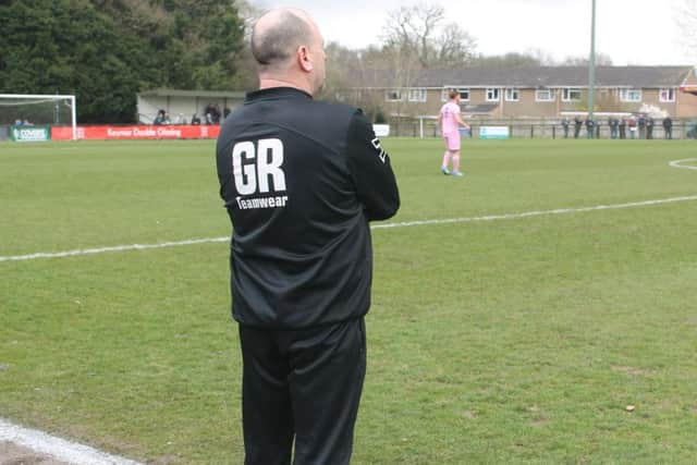 Burgess Hill Town boss Ian Chapman standing on the sideline against Dulwich Hamlet. Picture by Colin Bowman SUS-180804-164751002