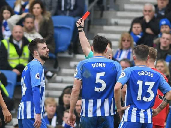 Davy Propper is sent off against Huddersfield. Picture by Phil Westlake (PW Sporting Photography)