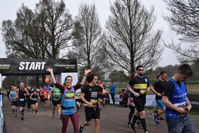 Runners at the start line of the Brighton Marathon