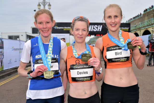 Women's winners (l-r) Sarah Webster, Helen Davies and Sara Bird (Photograph: Eddie Bishop)