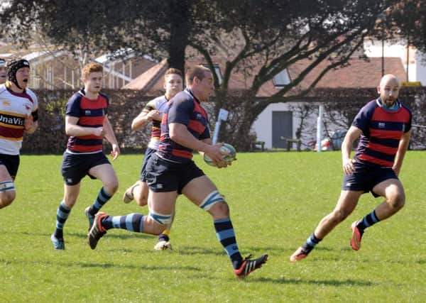 Tom Hutchin, Aaron Davies (with ball) and Sam Renwick in recent action / Picture by Kate Shemilt