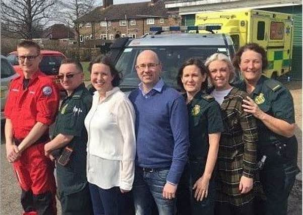 Alexandra Watts with the team at Burgess Hill Ambulance Station