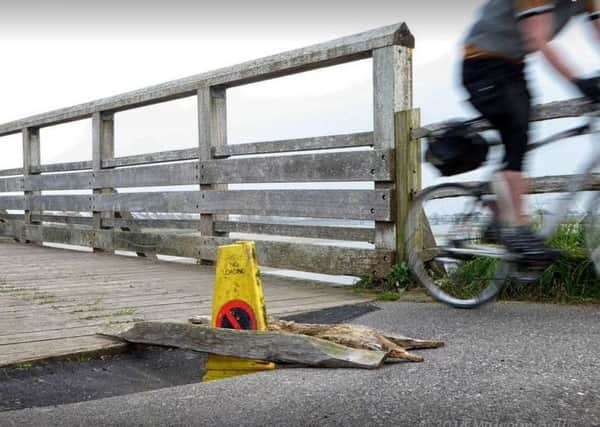 Pothole at Shoreham Toll Bridge, taken on April 12. Photo: Malcolm Bull