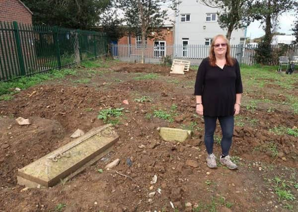 Sue Sula from the Brookside Memorial Garden Community Group at the graveyard next to the Brookside Industrial Estate, Rustington SUS-171010-130126001