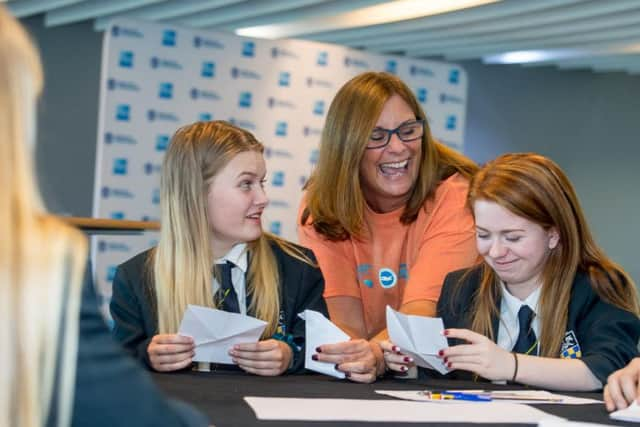 Students from Longhill High at the Amex