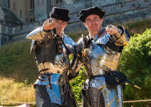 Stacey Evans and Mark Caple celebrate England's win at a previous year's International Joust tournament.
 photo Â©Julia Claxton SUS-180205-094854001