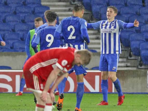 Albion celebrate a goal in their 3-0 win against Middlesbrough. Picture by Geoff Penn/BHAFC