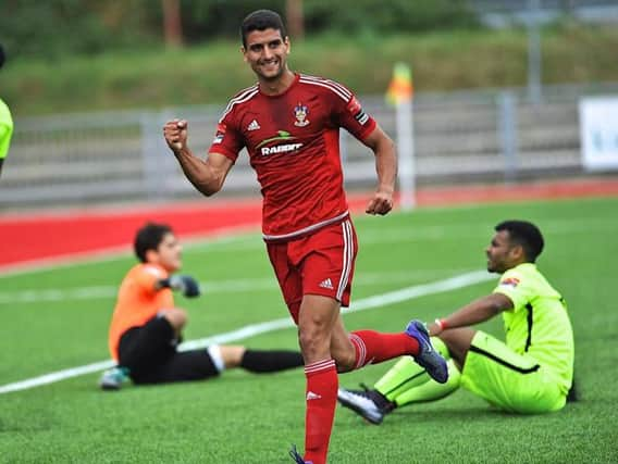 Omar Bugiel celebrates scoring for Worthing. Picture by Stephen Goodger