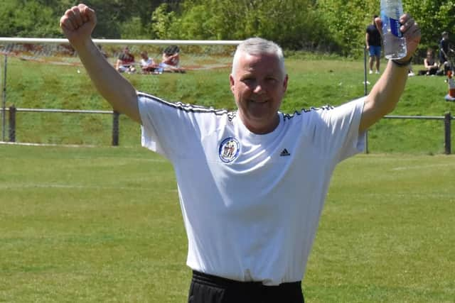 Shaun Saunders celebrates after the Peter Bentley Challenge Cup win. Picture by Grahame Lehkyj