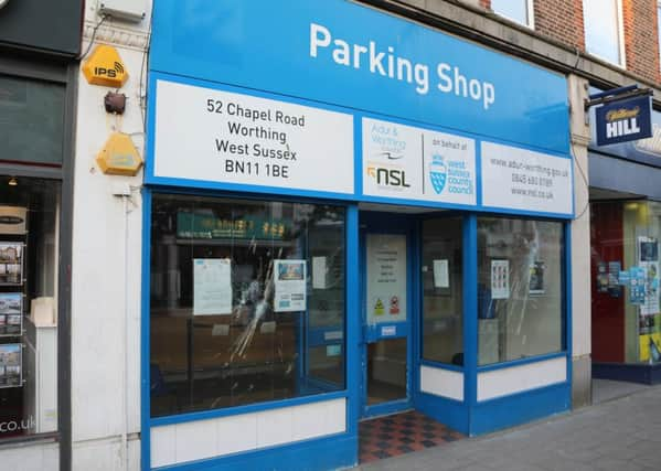 The windows of the parking shop in Chapel Road have been smashed. Picture: Eddie Mitchell