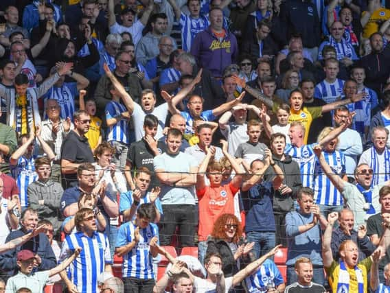 Albion fans pictured at Anfield. Picture by Phil Westlake (PW Sporting Photography)