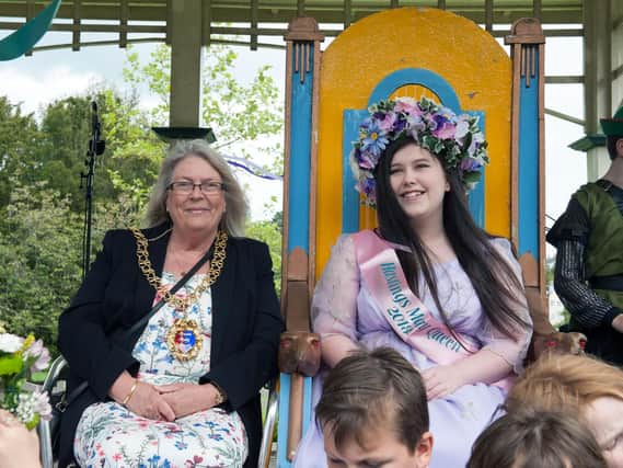 May Queen Beth Morton pictured with the Hastings mayor, Judy Rodgers.