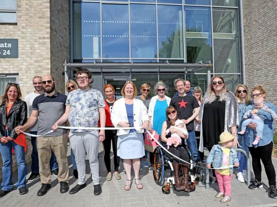 Residents and Cllr Anne Meadows at the opening of Kite Place